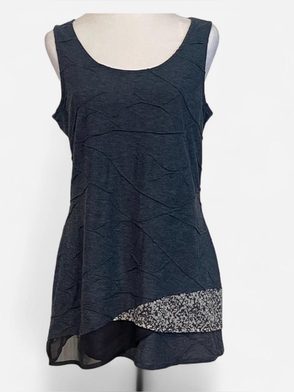 Coldwater Creek Charcoal Layered Scoop Neck Tunic top